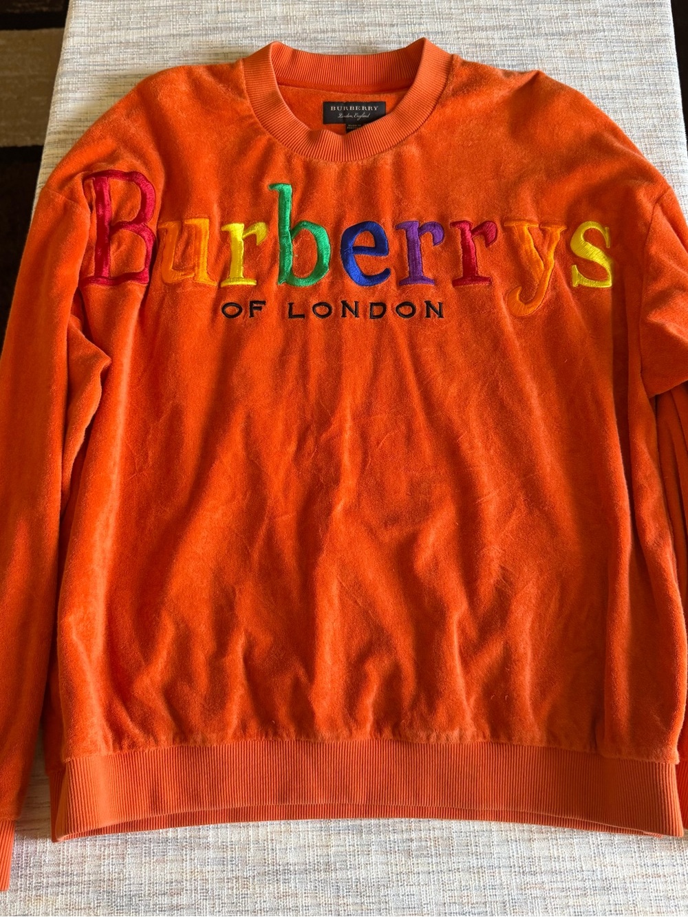 Burberry Orange Crewneck Sweatshirt with Black Label